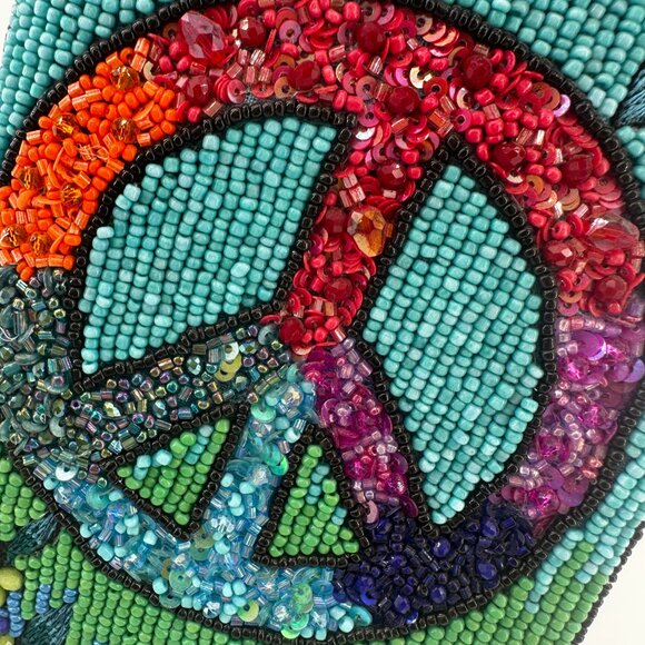 Mary Frances Peace Sign Beaded Crossbody Phone Bag - Picture 3 of 8